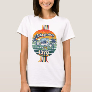 Camiseta 55 anos Vintage 1970 Cassette Tape Retro