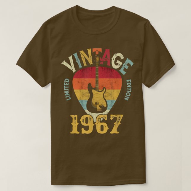 Camiseta 55 anosVintage 1967 Guitar Pick 55th Birthday (Frente do Design)