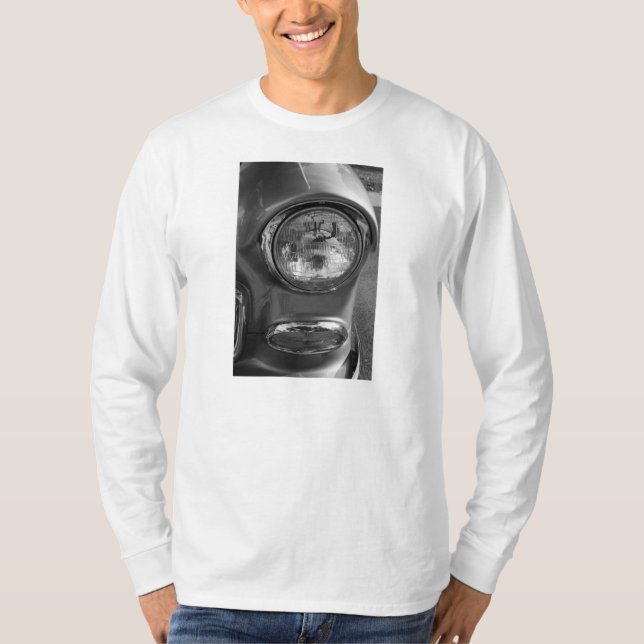 Camiseta 55 Chevy Headlight Grayscale (Frente)