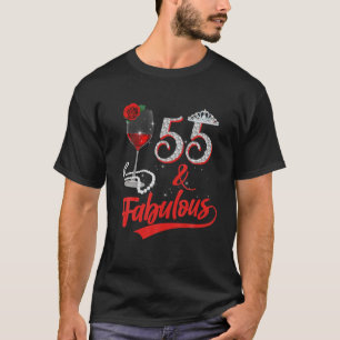 Camiseta 55 E Fabulosa Rainha Feliz Aniversário 25 Vermelh