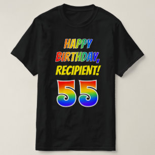 Camiseta 55.o Aniversário — Negrito, Divertido, Rainbow 