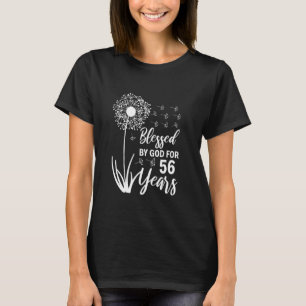 Camiseta 56º Aniversário Mulher Abençoada Por Deus Por 56 A