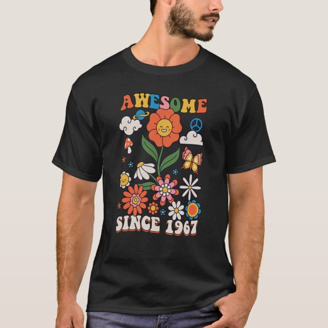 Camiseta 56 anos de idade incrível desde 1967 Groovy Retro  (Frente)