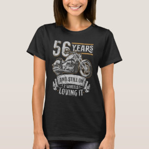 Camiseta 56 Anos E Ainda Em 2 Rodas Adorando 56º Nascimento