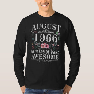 Camiseta 56 Anos Feitos Em Agosto De 1966 56º Aniversário