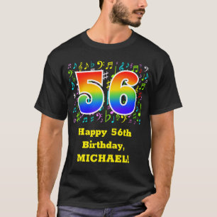 Camiseta 56.o aniversário: Símbolos Musicais Coloridos, R