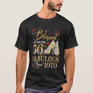 Camiseta 56th Birthday Queen Blessed by God 56 Fabulous Sin
