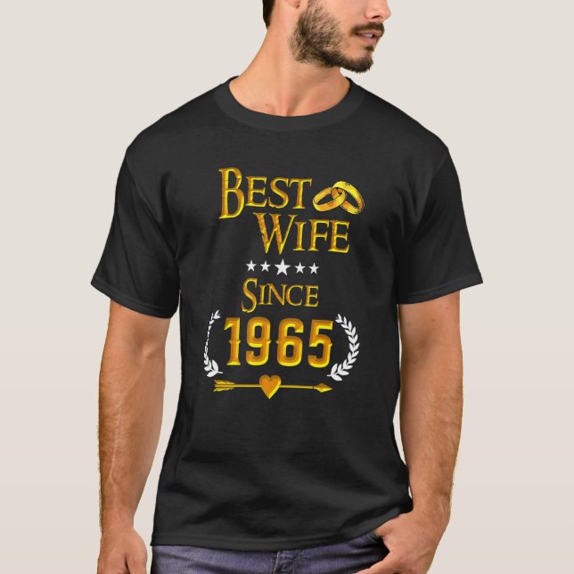 Camiseta 57th Wedding Anniversary Best Wife Since 1965 (Frente)