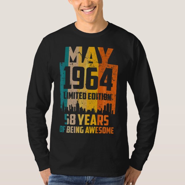Camiseta 58º aniversário 58 anos incrível desde maio de 196 (Frente)