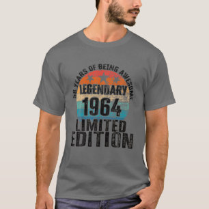 Camiseta 58º Aniversário Ano Legendário De Nascimento 1964 