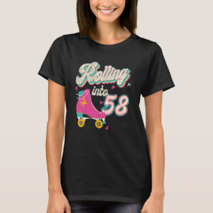Camiseta 58.º Aniversário Cilindro Skates Enrolando Em 58 A