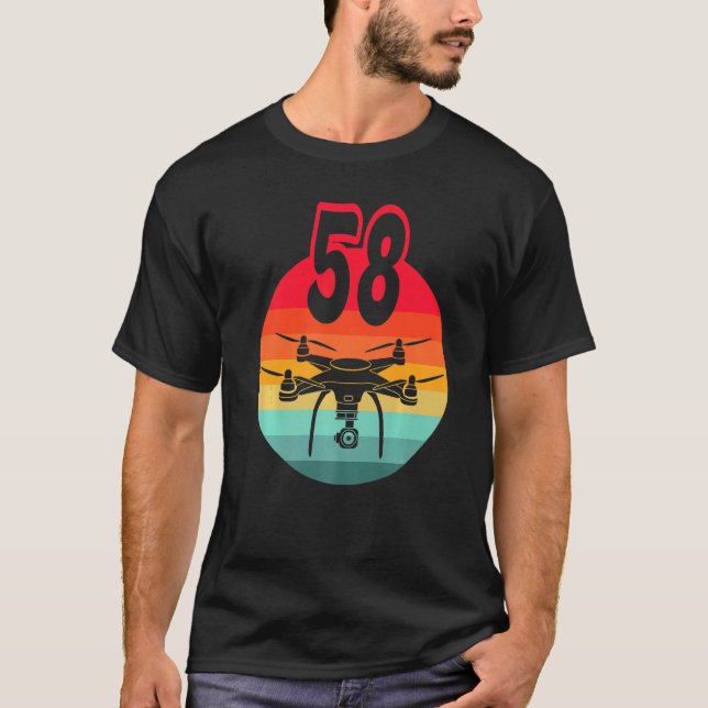 Camiseta 58.º aniversário I - Drones com controle remoto re (Frente)