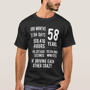 Camiseta 58 Anos Casados Divertido 58º Aniversário de Casam
