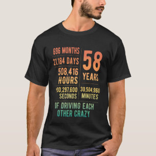 Camiseta 58 Anos Casados Divertido 58º Aniversário de Casam