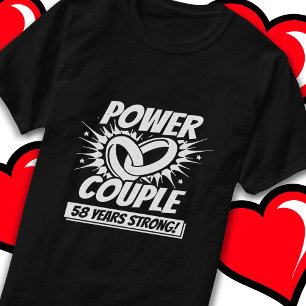 Camiseta 58 anos de Casal de super potência 58 anos da Comi