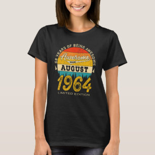 Camiseta 58 anos de idade incrível desde agosto de 1964 58º