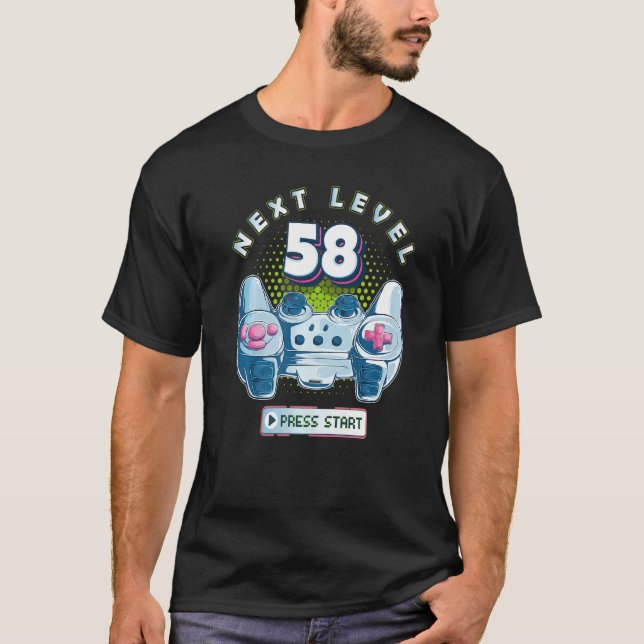 Camiseta 58 Birthday Gamer Nível 58 - Controladora de jogos (Frente)