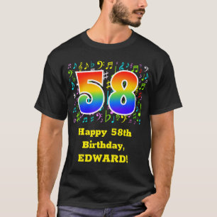 Camiseta 58.o aniversário: Símbolos Musicais Coloridos, R