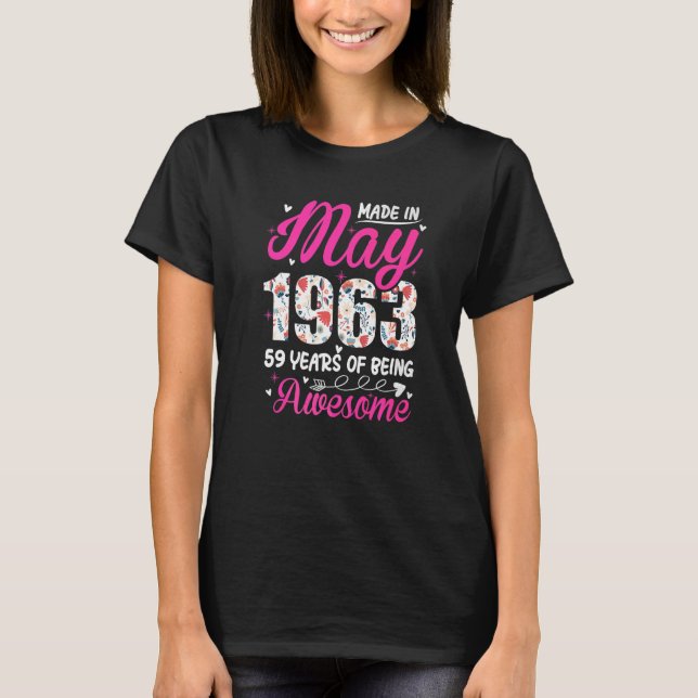 Camiseta 59º aniversário incrível desde maio de 1963 (Frente)