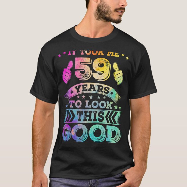 Camiseta 59 59 Anos Feliz Impressão de 59 Anos de Aniversár (Frente)