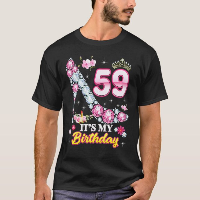 Camiseta 59 anos É o meu 59º aniversário, Diamante Rosa Sh (Frente)