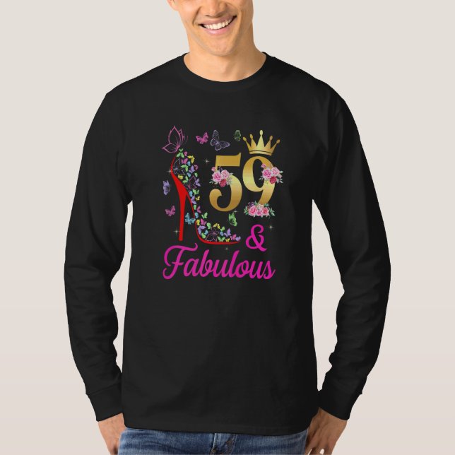Camiseta 59 e Fabuloso 59 anos 59 dias de idade Borboletas  (Frente)