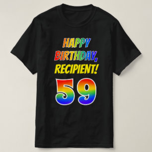 Camiseta 59.o Aniversário — Negrito, Divertido, Rainbow 