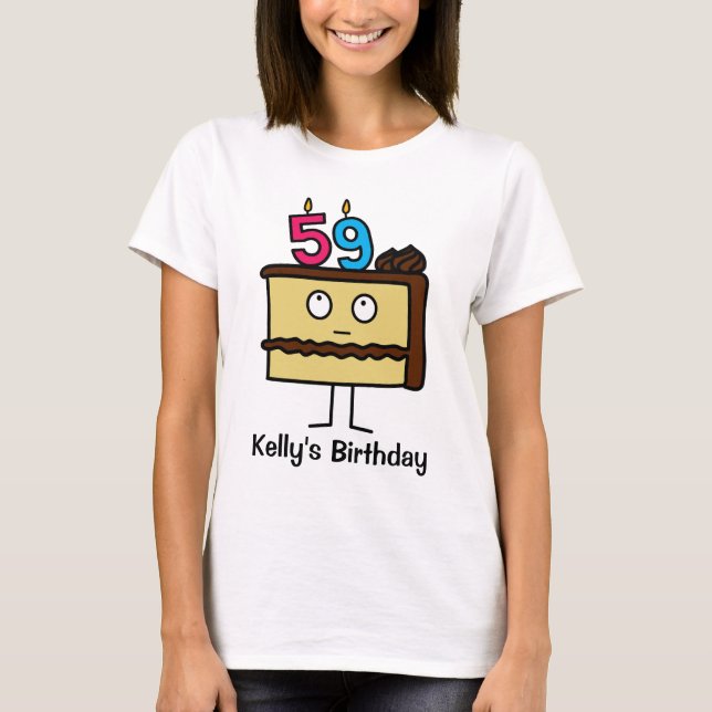 Camiseta 59th Bolo de aniversário com velas (Frente)