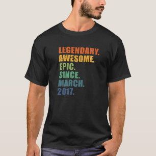 Camiseta 5 Aniversário De Março De 2017 Meninas 5 Anos Anni