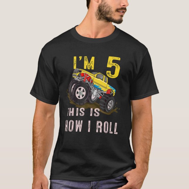Camiseta 5 Aniversário É Assim Que Eu Rolo O Monstro Caminh (Frente)
