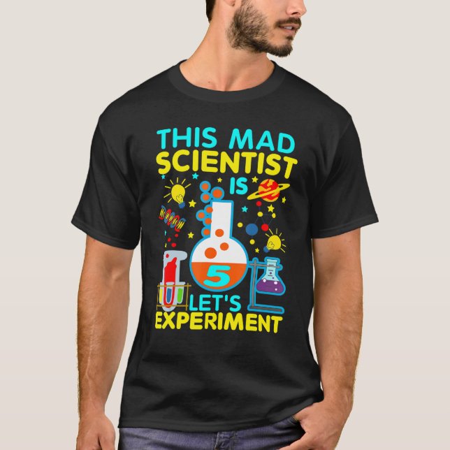 Camiseta 5 Aniversário Este Cientista Louco Tem 5 Especiali (Frente)