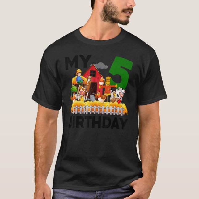 Camiseta 5 Aniversário Fazenda de Frigorífico de Galinha de (Frente)