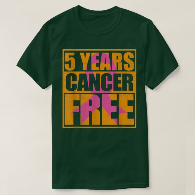 Camiseta 5 anos de Cancer Fita Rosa Fita Indene Surv Cancer (Frente do Design)