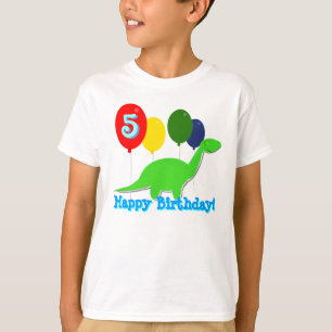 Camiseta 5 anos de dinossauro do aniversário Balloons o