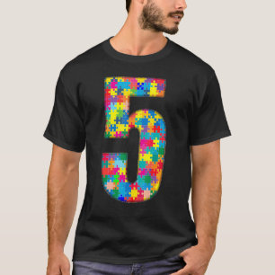 Camiseta 5 Anos de Idade 6º Aniversário Autismo Para Crianç