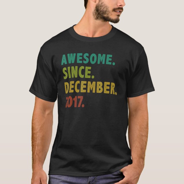 Camiseta 5 Anos De Idade Incrível Desde Dezembro De 2017 5  (Frente)