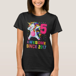 Camiseta 5 Anos Unicórnio Dabbing 5º Aniversário Menina Uni