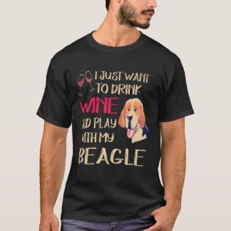 Camiseta 5 Beber Vinho E Brincar Com O Meu Beagle
