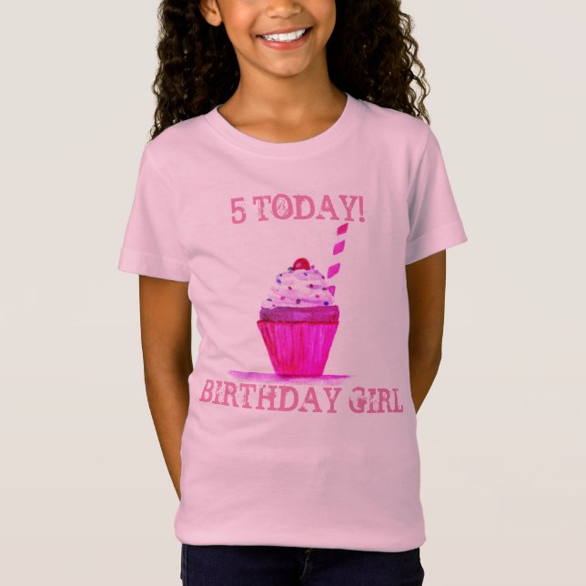 Camiseta 5 BIRTHDAY Bonito Cupcake 5 Hoje (Frente)