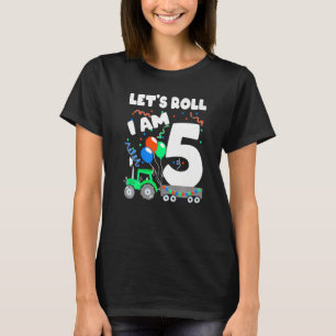 Camiseta 5 Birthday Boy 5 Anos de Idade Par de Trator de Ca