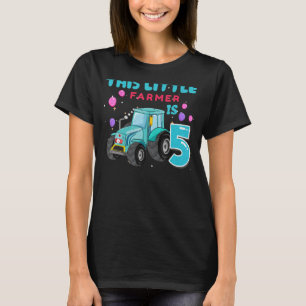 Camiseta 5 Birthday Boy 5 Anos de Idade Par de Trator de Ca