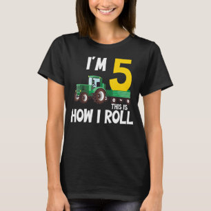 Camiseta 5 Birthday Boy 5 Anos de Idade Par de Trator de Ca