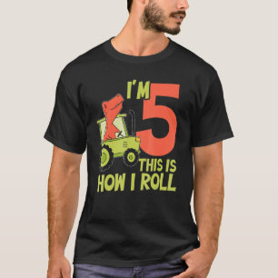 Camiseta 5 Birthday Boy 5 Anos de Idade Par de Trator de Ca