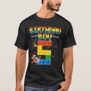 Camiseta 5 Birthday Boy Building Brick 5 Anos