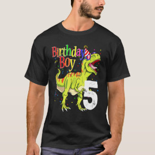 Camiseta 5 Birthday Boy Dinosaur Rawr Eu sou 5 Dinossauro