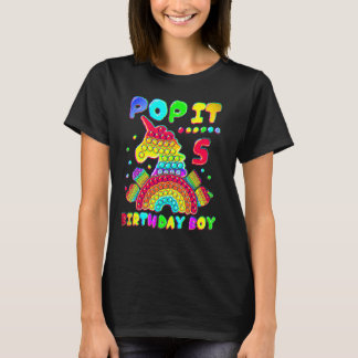 Camiseta 5 Birthday Boy Pop It Fidget Toy 3 Anos