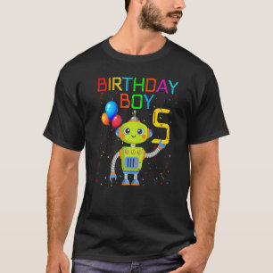 Camiseta 5 Birthday Boy Robotics 5 Anos