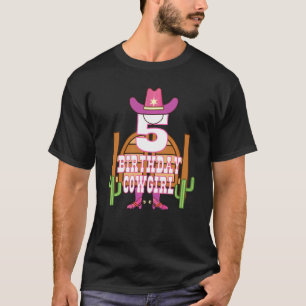 Camiseta 5 Birthday Cowgirl 5 Anos Rapariga Rodeo Lover