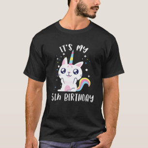 Camiseta 5 Birthday Cute Caticorn Kawaii Cat Unicorn