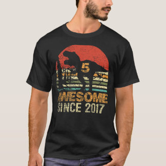 Camiseta 5 Birthday Dinosaur Rex 5 Anos De Idade Incrível D